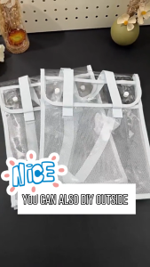 Transparent File Bag Long/A4 Book Bag Clear Tote Bag Waterproof Handbag File Folder Document Organizer for Student