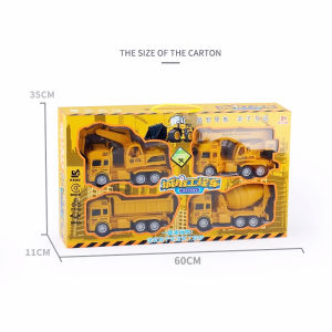 Car Toys for Kids Boys Pull-back Inertia Engineering Vehicle Set Movable Joints Excavator Crane Mixer Loader Toy Gift