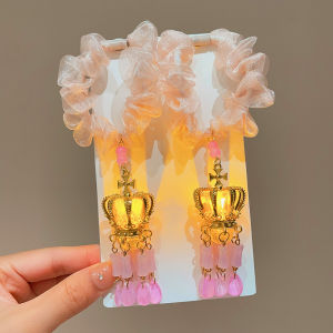 Girls Glowing Lantern Hair Ties High Elasticity Traditional Chinese Hanfu Palace Lamp Hair Accessories Little Girls Festive Wear