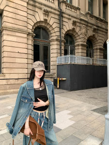 Ouyang Single Layer Knitted Mesh Elastic Strap Vest Womens Summer Slimming Top Casual Short Length Solid Color Outerwear