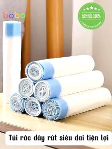 Combo 4 cuộn Túi Rác Dây Rút mỗi cuộn 60 túi Rác Di Động đựng Rác Nhà Bếp Lớn Cực Dày (TB06)