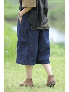 Trendy Wide Leg Jeans Loose Slimming plus Size Casual Elastic Waist Straight Seven-Foot Womens Summer New Style Blue Jeans