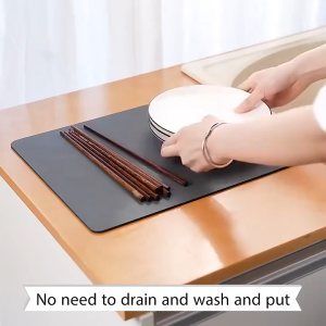 Diatomite Absorbent Pad for Kitchen - Heat Resistant Drying Mat for Dishes Non-slip Ideal for Sink Coffee Cups #CF007