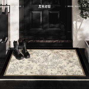 Retro Silk Circle Door Mat Indoor Outdoor Dust Cleaning Anti Slip Cuttable Home Use Entrance Mat Plant Floral PVC Material
