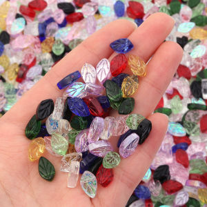 30pcs Leaves Czech Crystal Beads Lampork Beads Colorful Glass Beads Loose Spacer Beads For Jewelry Making DIY Necklace Bracelet
