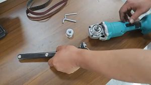 ชุดแปลงเครื่องตัดเป็นเครื่องขัด DIY แซนเดอร์สายพานแบบปรับได้ ระบบลูกปืนคู่ สำหรับขัดเงา ลบสนิม ลบรอย งานไม้และงานโลหะ เปลี่ยนเครื่องตัดเป็นเครื่องขัดได้ทันที