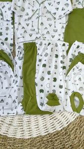 18 Pcs SNI Paket Lahiran Lengkap Baju Bayi Celana Bayi Baru Lahir Baby NewBorn Gift Set seri Hijau Olive-Juragan Lebak