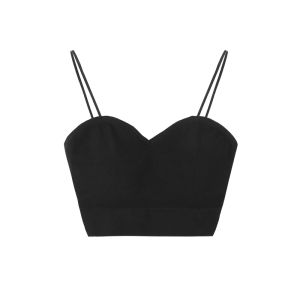 Áo Ba Lỗ Ngắn Màu Đen Gợi Cảm Có Đệm Ngực Áo Lót Ngực Mùa Hè Pure Desire Dành Cho Nữ Áo Ba Lỗ Dây Chéo Lưng Gợi Cảm