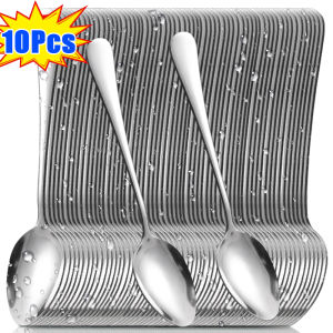 10/20 ชิ้น ช้อนเกาหลีสเตนเลสหนา / ช้อนอาหารค่ำคุณภาพสูง / ช้อนข้าวสำหรับอาหารค่ำ / ช้อนเครื่องใช้บนโต๊ะอาหารในครัว