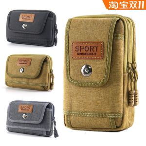 Mens Clothing Phone Bag Belt Horizontal And Vertical Canvas Phone Pouch Multi-Functional Waist Bag for Middle-Aged And Elderly
