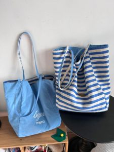 Large Double-Sided Tote Bag Sea Salt Blue One Pack Two Back Niche Bag for Daily Commuting Womens Handbag Sport Outdoor Accessories