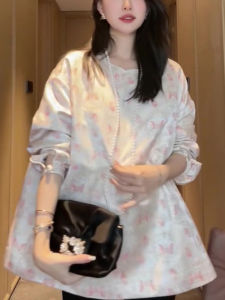 Elegant Floral Print Chinese Style Shirt Womens Commute Fashion Spring New Arrival Ageless Gentle Top High Waist Fit