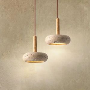 Nordic Pendant Light Wabi Sabi Circular Yellow Stone Commercial Home Decoration Restaurant Room LED Pendant Lamp Chandeliers