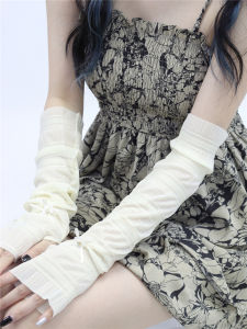 Lolita Style Summer Thin Sun Protection Sleeve Covers Butterfly Knot Wrinkled Ice Silk Diamond Arm Covers Fashionable Accessories