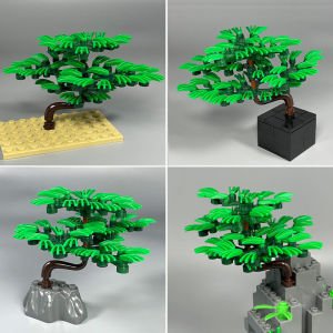 Creative Mini Particle Assembly Toy Zen Landscape Pine Tree Potted Plant Welcoming Pine MOC Building Blocks Decorations