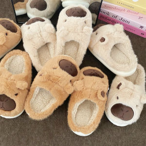 รองเท้าแตะผู้หญิงแบบสวมหัวขนนุ่ม รองเท้าแตะบ้านฤดูหนาว รองเท้าแตะกันลื่นสำหรับคู่รัก รองเท้าแตะผ้าฝ้าย รองเท้าแตะผู้หญิง รองเท้าแตะผู้หญิง