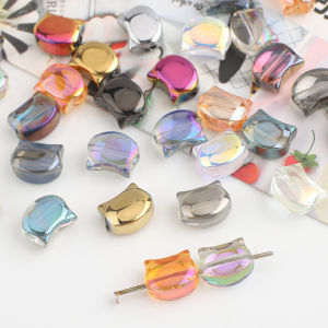 30Pcs/lot Glass Cat Head Beads Color Cute Lampwork Charm Bead for Jwelry Making DIY Bracelets Necklace Earring DIY Accessories