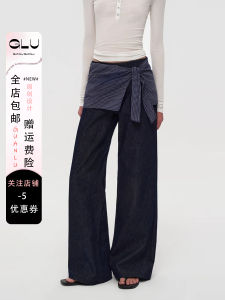 Quần Jeans Denim Ống Rộng Thẳng Cho Nữ Mùa Xuân 2025 Quần Dài Đến Sàn Có Thắt Lưng Kiểu Dáng Quần Denim Cạp Cao