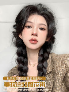 Natural Looking Double Tail Braid Wig Womens Style Artificial Hair High Temperature Silk Material Boxer Style Fake Tail Braid