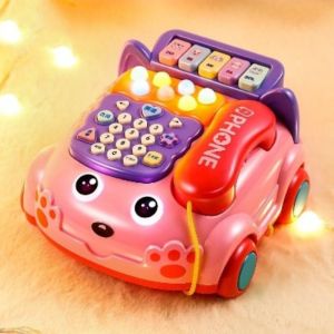 BERMA BABY Baby Music Telephone Toys Cartoon Phones Toy Multifunctional Light Music Playing Pretend Phone Call Toys