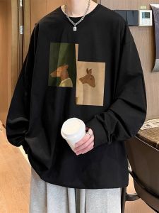 Áo Thun Dài Tay Rộng Rãi Cổ Tròn Mùa Thu Dành Cho Thanh Thiếu Niên Và Người Lớn Tuổi Thường Ngày Chống Thấm Nước Chống Mài Mòn