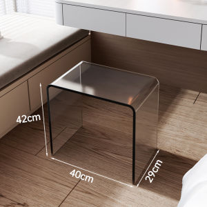 Acrylic Makeup Vanity Stool Minimalist Luxury Small Size Bedroom Home Use Leather Finished Plastic Frame Non-Slip Design