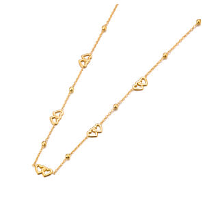 Lokaer Stainless Steel Double Heart Chain Necklace 18K PVD Plated Korean Exquisite Jewelry collar acero inoxidable mujer N24066