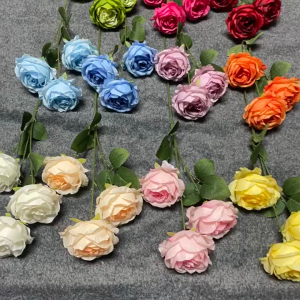 (3HEADS) WILD ROSE ARTIFICIAL FAKE FLOWER Peony Bouquet Home Decor Decoration Bunga Pelamin Gubahan Hantaran