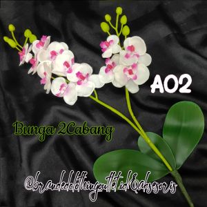 BUNGA ANGGREK 2 CABANG / BUNGA ANGGREK ARTIFICIAL / BUNGA ANGGREK DAN VAS / BUNGA ANGGREK LATEX / ORCHID FLOWER / HSP8721-ABC8314
