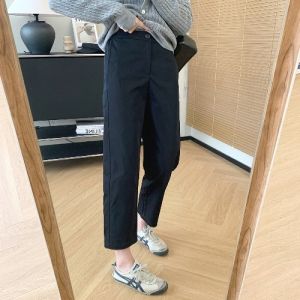 กางเกงขายาวทรงเอเอวสูงสไตล์ฮาราจูกุสำหรับผู้หญิง ทรงหลวม ทรงขากระบอก ทรงสลิม เหมาะกับผู้ที่มีขนาดเล็ก