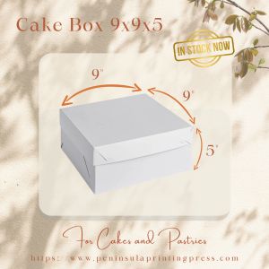 9x9x5 Cake Box 25 Sets | Plain White | No Window | Bulk Wholesale Price Available | Print Packaging Press
