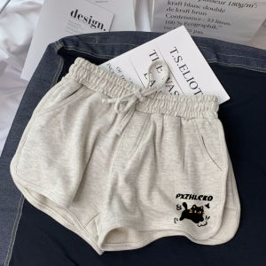 Quần Short Thể Thao Cạp Cao Có Dây Rút Phong Cách Mỹ Cho Nữ Mùa Hè Rộng Rãi Ngoài Trời Quần Bó Màu Xám Quần Bó Thường Ngày