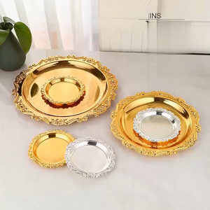 BabyShop-C1429 Piring Buah Kue Stainless / Piring Sultan Plate Tatakan Alas Gelas Piring Dekorasi