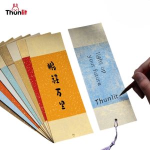 Thunlit Calligraphy Bookmark 50PCs/ 10PCs Cultural Ancient Style with Tassel Blank Handwriting DIY Chinese Style Batik Rice Paper Bookmark Calligraphy
