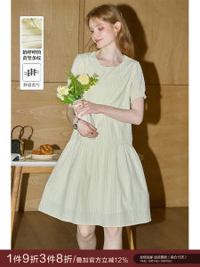 KuNMaVi Sweet Girl Style Short Sleeve A-Line Dress Womens Loose Youthful Summer New Arrival Korean Version Polyester Cotton Blend