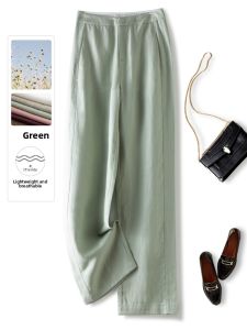 TUOYUN | Slimming High Waist Straight Leg Tencel Linen Drapey Wide Leg Pants Women Summer New Breathable Lightweight Loose Fit Trousers