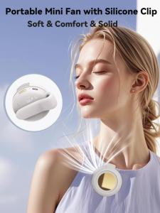Mini Fan Portable Bladeless Hands-Free 3-Speed Clip On Fan for Office Travel USB-C Rechargeable Silent Wearable Cooling