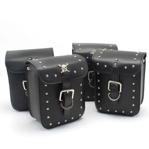 Motorcycle Universal Saddle Bags Leather Side Tool Tail Head Bag Luggage For Harley Most Model and Vintage Street Bike