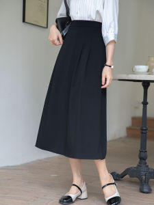 กระโปรงสั้นทรงเอเอวสูงสีดำ กระโปรงสั้นทรงเอผู้หญิง ฤดูใบไม้ผลิและฤดูร้อน 2025 ใหม่ สำหรับการสัมภาษณ์และเดินทางไปทำงาน กระโปรงทรงแอนด์ เอวสูง