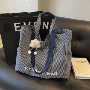 Trendy Large Capacity Canvas Tote Bag Womens 2026 New Fashion Handheld Shopping Bag Commuter Bag Versatile Single Shoulder Bag