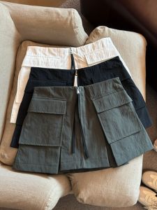 GUZILIAN | Korean Style Summer New Workwear Pocket Half Skirt Womens Retro Personality A-Line Skirt Slimming Fashionable Pants Skirt