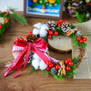 Christmas Pendant Vine Ring Rattan Ring DIY Dried Flower Material Lunar New Year Flower Ring Handmade Vine Woven Creative Wall Hanging Decorative Gift