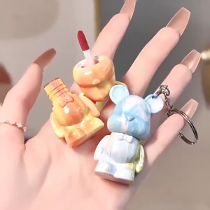 MISSLARA Keychain Brick Bear Matte Lipstick Gantungan Kunci Lucu Beruang Lip Cream Velvet Lipstik XX266
