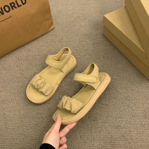 Cloud Fold Soft Bottom Sensation Sandals Womens Summer New Casual Flat Beach Roman Shoes Korean Style Low Cut Adhesive Rubber Sole