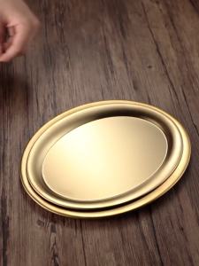 Multipurpose 304 Stainless Steel Tray Exquisite Oval Shaped Plate Dulang Keluli Tahan Karat 不锈钢椭圆餐盘