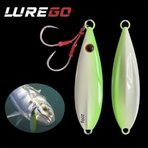 1pc 150g/200g Slow Pitch Jig Saltwater Jigging Lure With BKK 5/0# Assist Hooks Vertical Ocean Lure