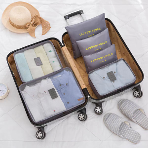 6 in 1 Travel Bag Organizer Set Pouch Luggage Makeup Storage Clothing Holder Sorting Bag Foldable Bag Sorting Stylish