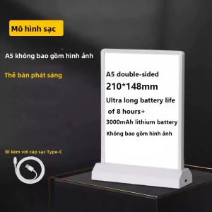 Hộp Đèn LED Để Bàn A4 Sạc Lại Được Có Đèn Nhấp Nháy Khay Đựng Menu Acrylic Có Bộ Điều Chỉnh Độ Sáng Dùng Cho Quảng Cáo Trên Bàn Nhà Hàng