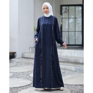 Nabila Dress Gamis Warna Burgundy Wanita Muslim Simple Elegan Terbaru Ukuran jumbo Ld 140 Bahan Sabrina Anti UV Wudhu Friendly