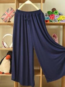 Middle-Aged and Elderly Loose Pants Womens Summer Drape Ladieswear Culottes Plus Size High Waist Pants for Square Dance Red Elastic Waist Casual Pants